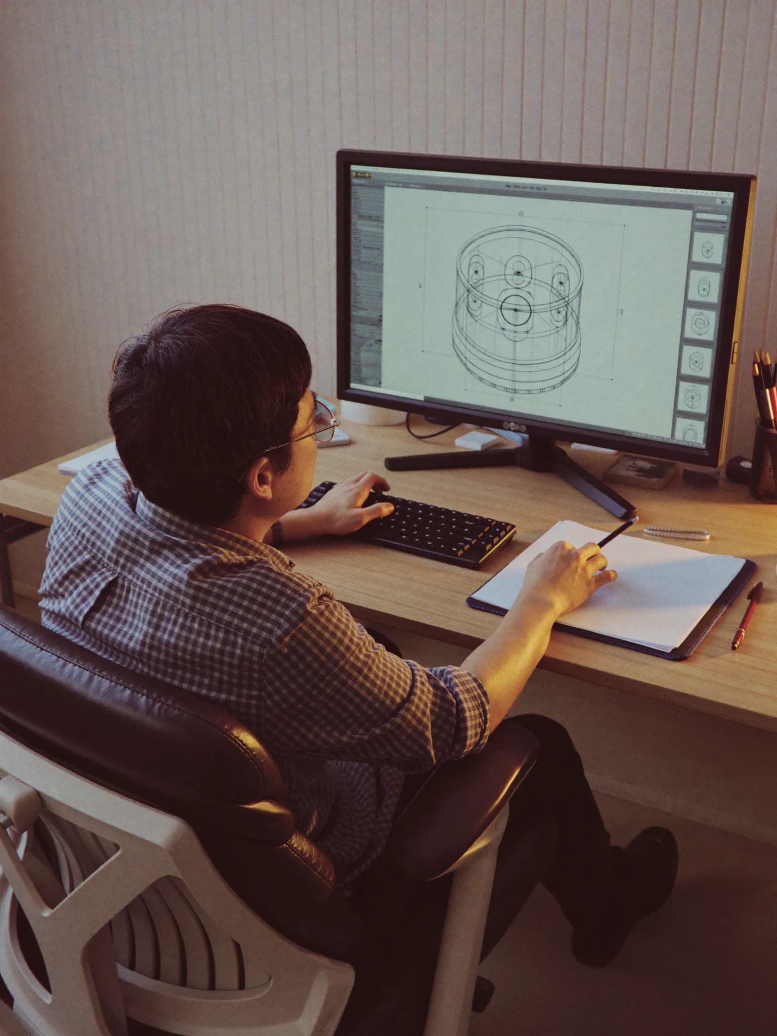 Filipino civil engineer working from a home office